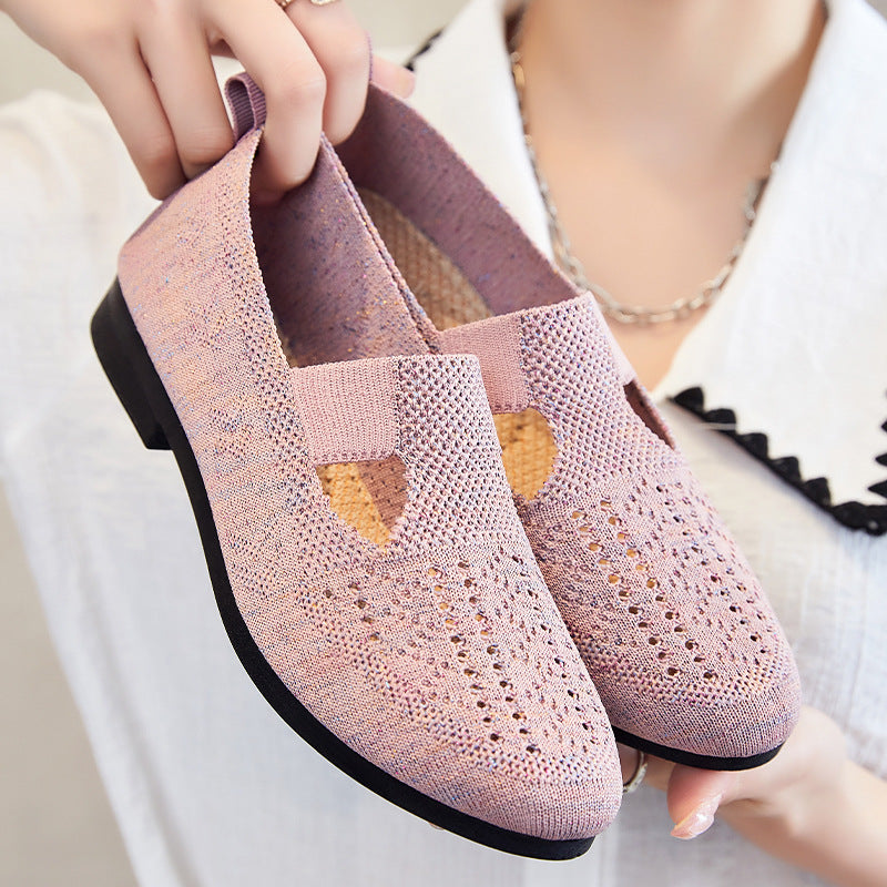 Slip-on Flat Casual Fly Knit Walking Shoes