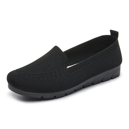 Slip-on Knit Flat Shoes Womens Knitted Casual Shoe
