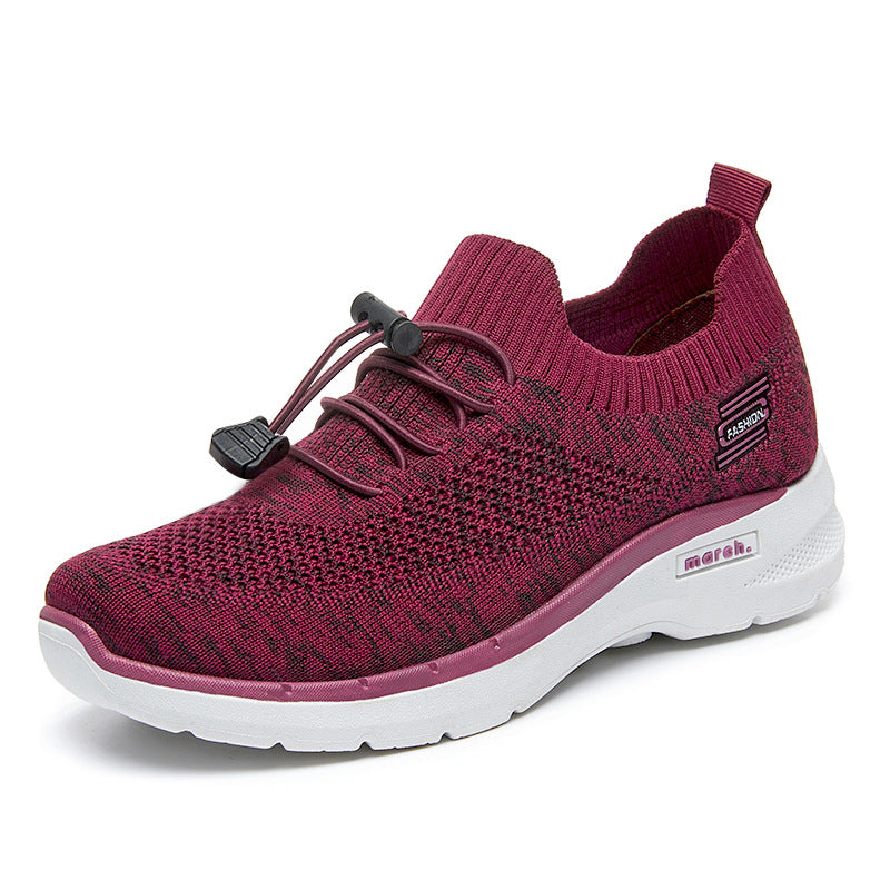 Ladies Recycled Lace Up Knit Running Shoes