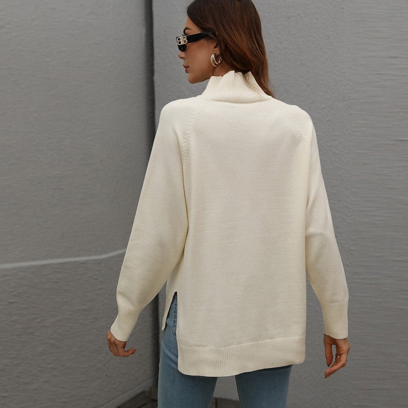 Solid Color Turtleneck Sweater