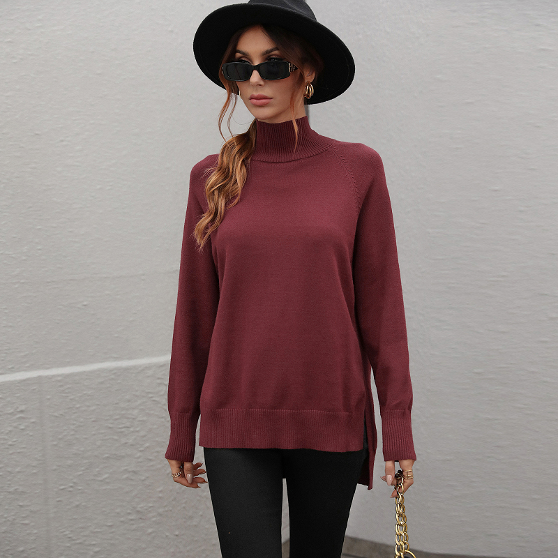 Solid Color Turtleneck Sweater