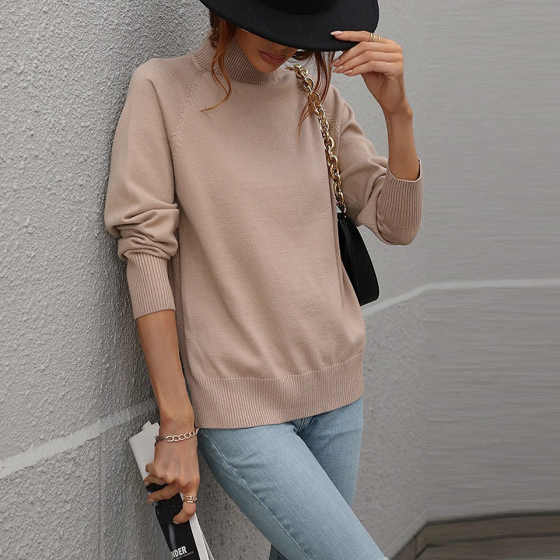 Solid Color Turtleneck Sweater