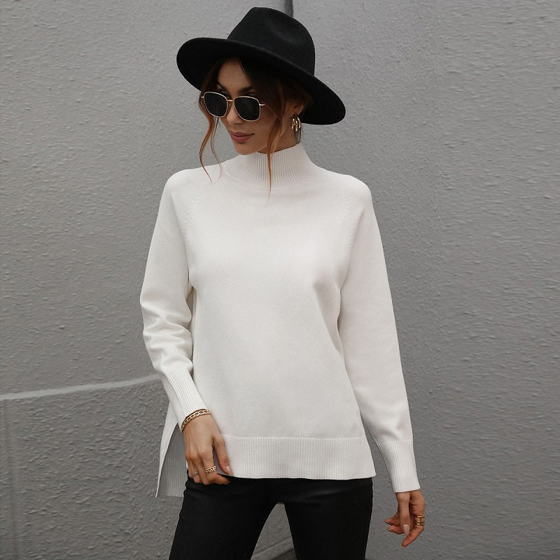 Solid Color Turtleneck Sweater