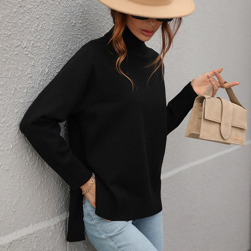 Solid Color Turtleneck Sweater