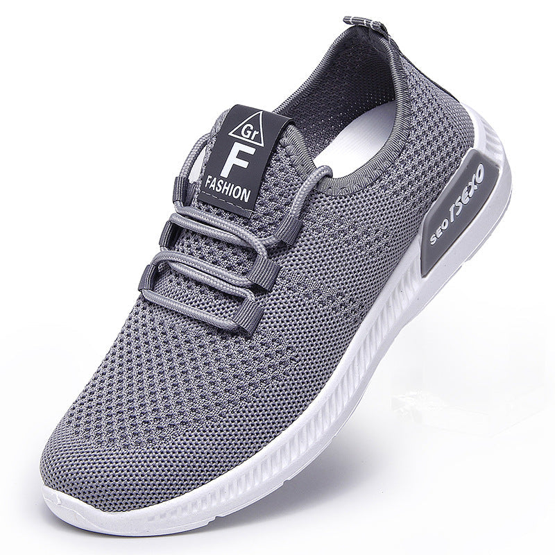 Solid Lace Up Fly Knit Sports Shoes