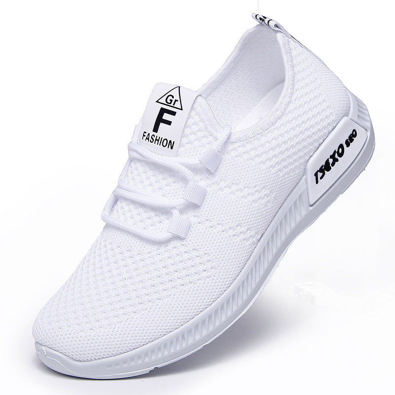 Solid Lace Up Fly Knit Sports Shoes