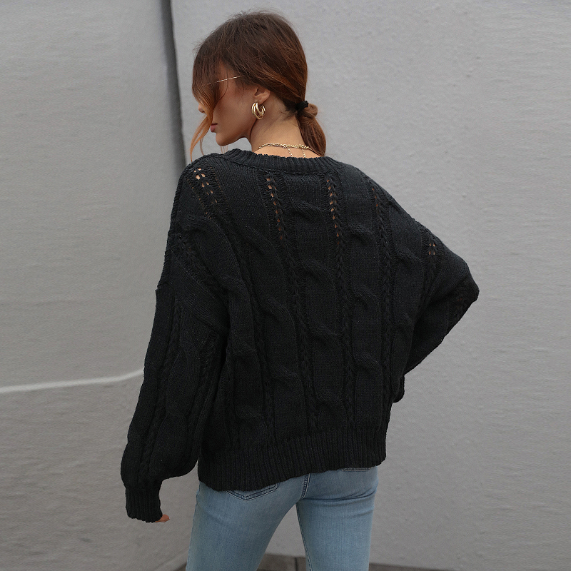 Solid Loose Oversized Crewneck Sweater