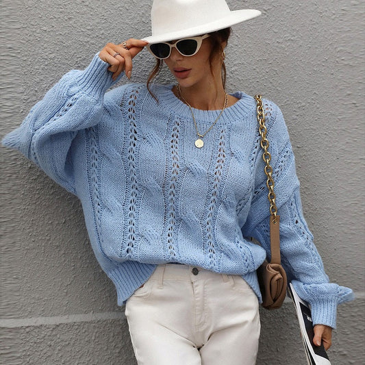 Solid Loose Oversized Crewneck Sweater