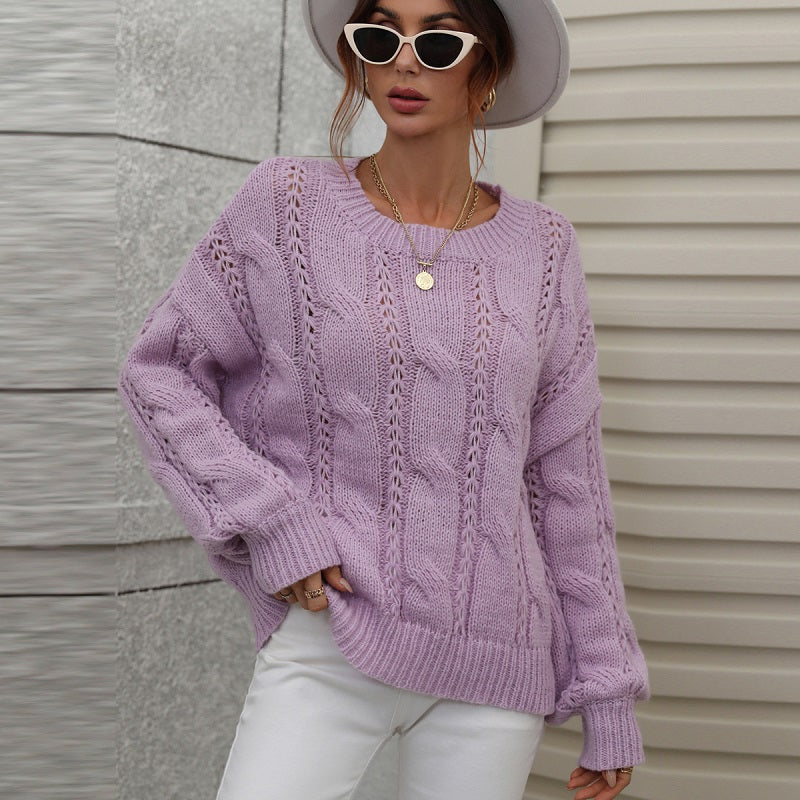 Solid Loose Oversized Crewneck Sweater