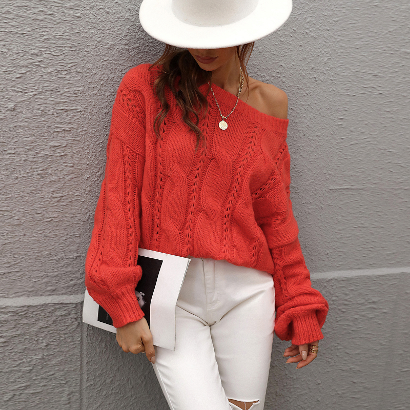 Solid Loose Oversized Crewneck Sweater