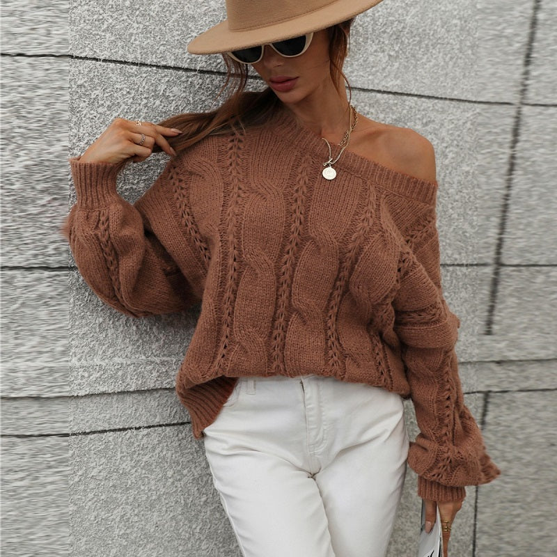 Solid Loose Oversized Crewneck Sweater