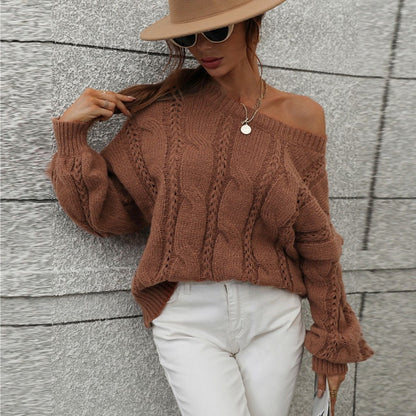 Solid Loose Oversized Crewneck Sweater