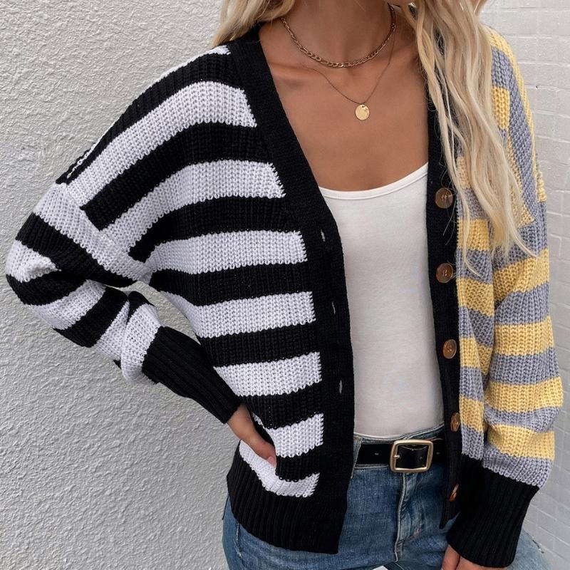 Cropped Striped Rainbow Knit Cardigan