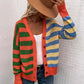 Cropped Striped Rainbow Knit Cardigan