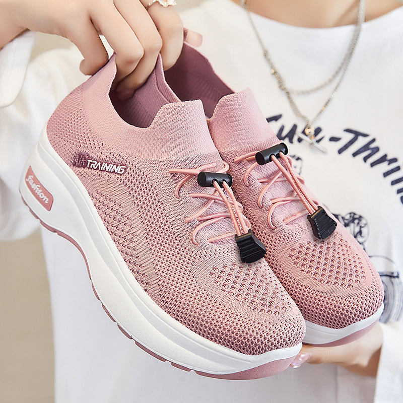 Stylish Lace Up Hollow Out Fly Knit Sneakers