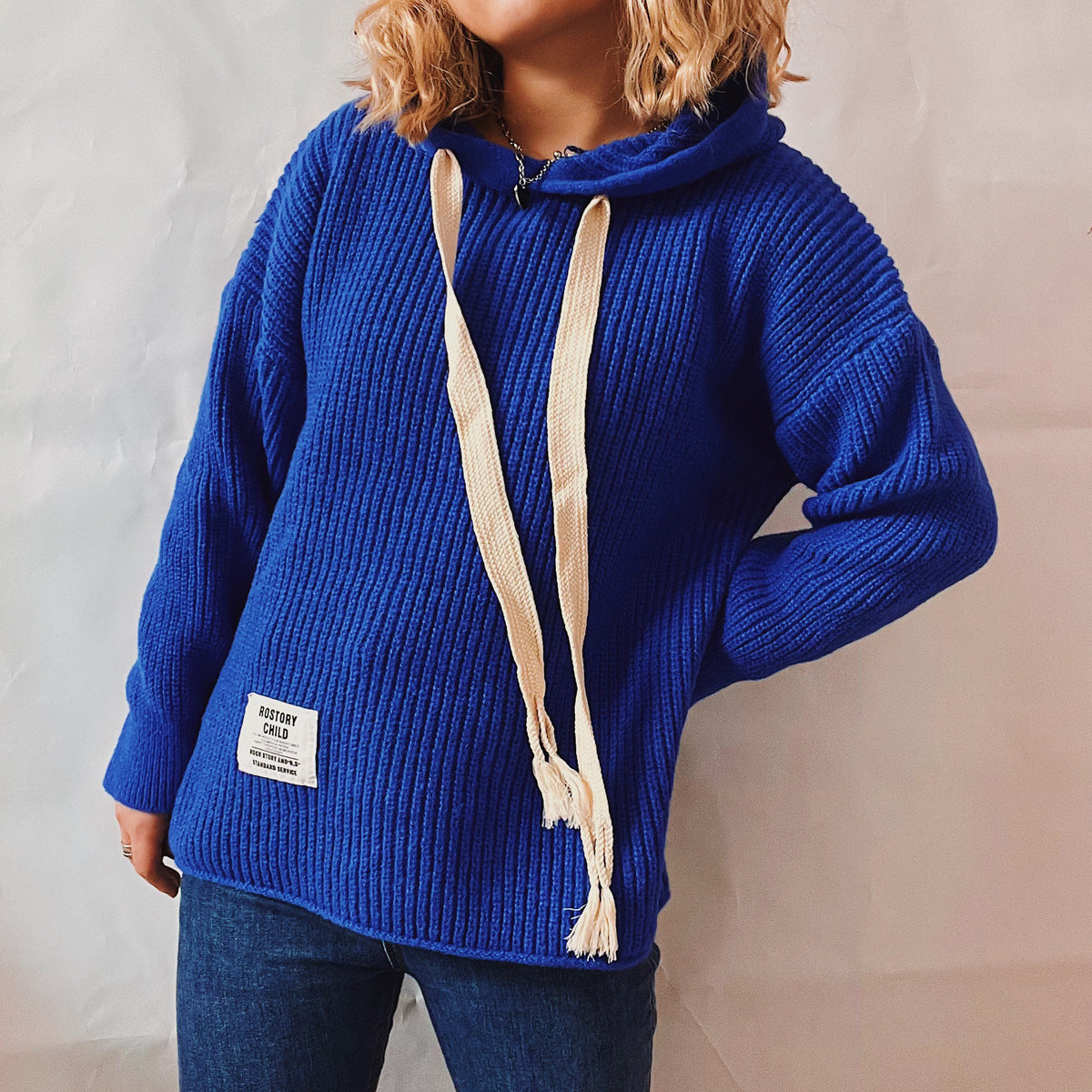 Thickened Solid Warm Hooded Loose Pullover Sweater