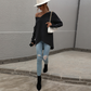 Women's Oversized V-neck Backless Sweater Jumper