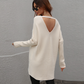 Women's Oversized V-neck Backless Sweater Jumper