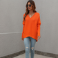 Women's Oversized V-neck Backless Sweater Jumper