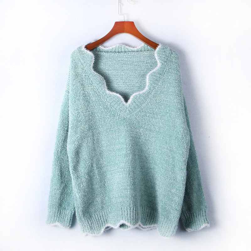 V-neck Casual Knitted Base Sweater
