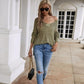 Women's V Neck Relaxed Fit Pullover Jumpers