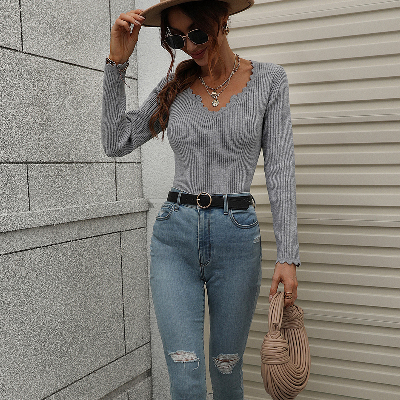 Women's V-neck Tight Jumper Sweater