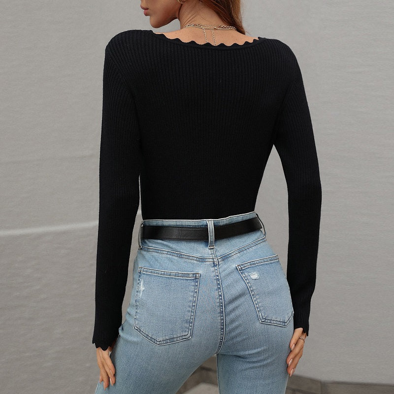 Women's V-neck Tight Jumper Sweater