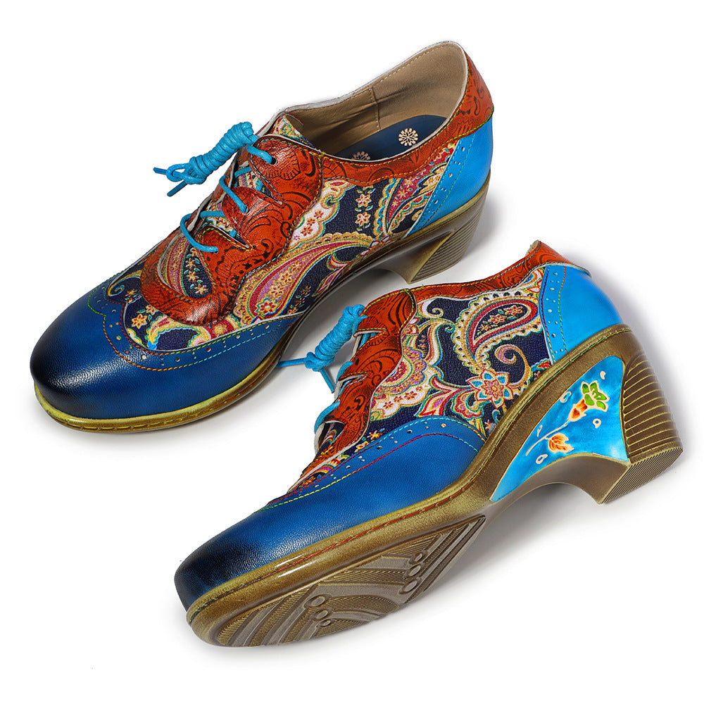 Bohemian Flower Painted Brogue Shoes