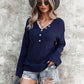 V-neck Buttons Long Sleeves Sweater